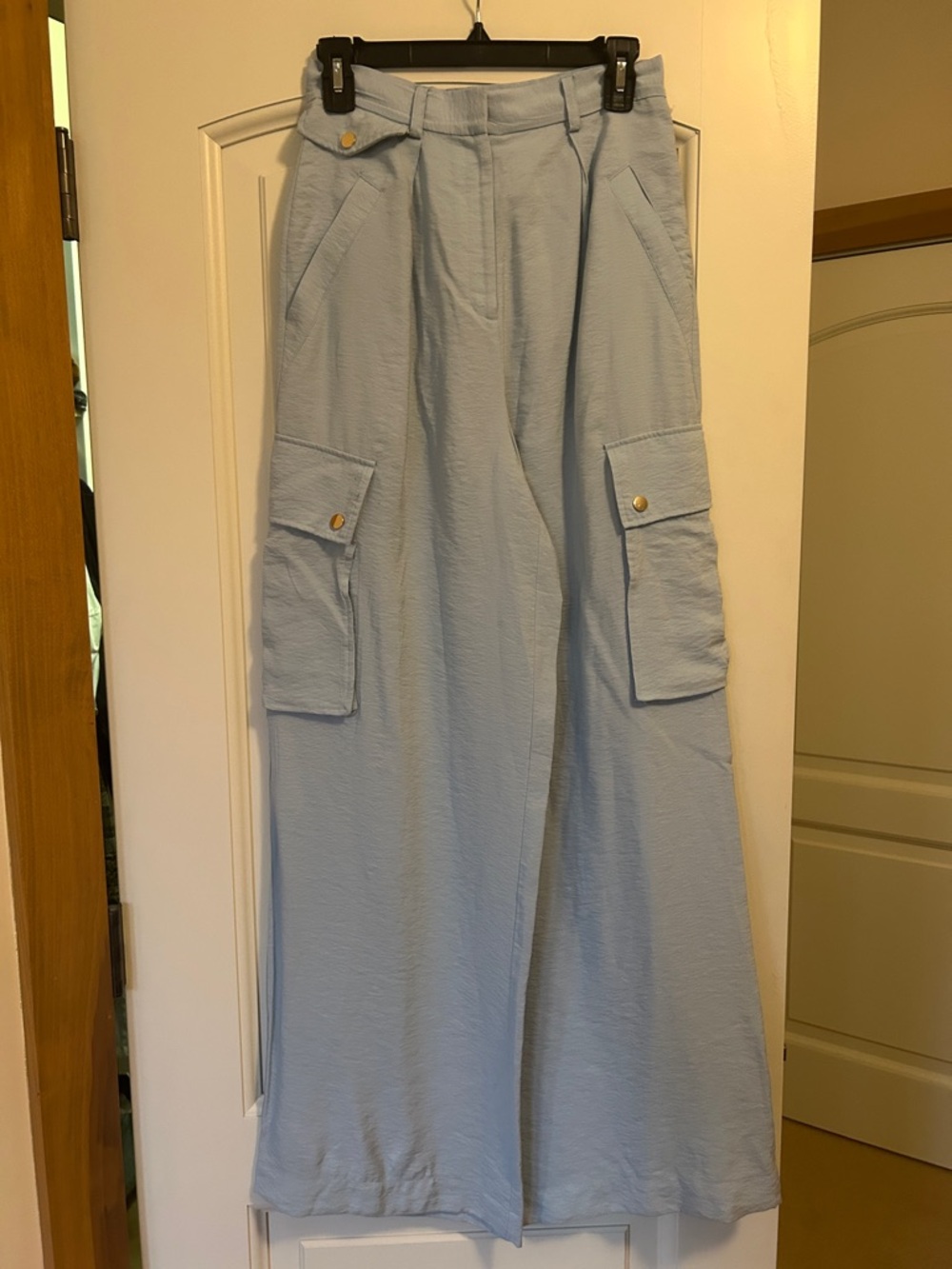 Ramy Brook Pale Blue Emil Cargo Wide-Leg Trousers